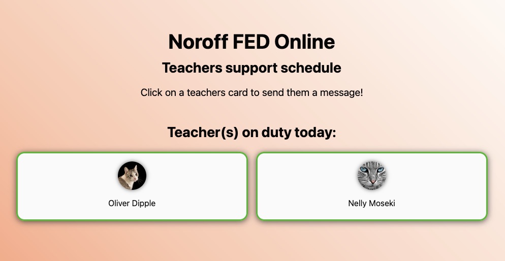 Displaying which teachers are available for support